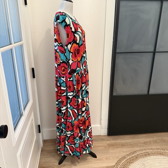 Anthropologie Corey Lynn Calter Tiered Short Sleeve Dress Size Medium Floral - Picture 7 of 16